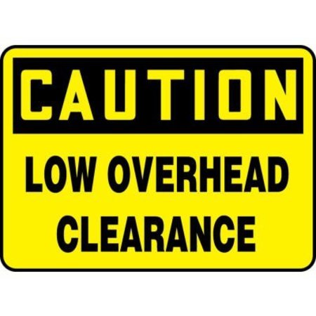 ACCUFORM Accuform Caution Sign, Low Overhead Clearance, 14inW x 10inH, Aluminum MECR606VA